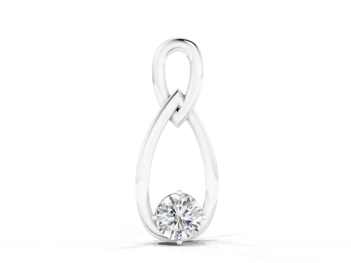 Round Solitaire Bezel Infinity Pendant Silver