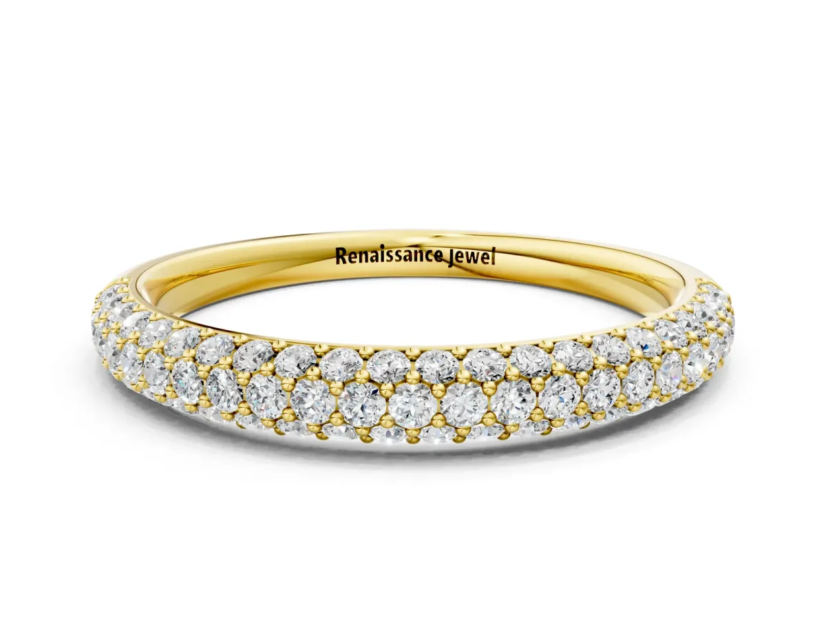 Round Diamond Pave Set White Gold Eternity Band Yellow gold