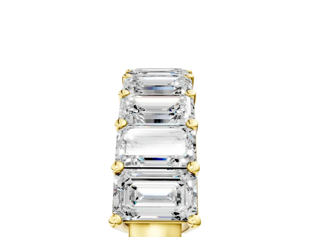 Emerald Cut Diamond Prong-Set Eternity Band Yellow gold