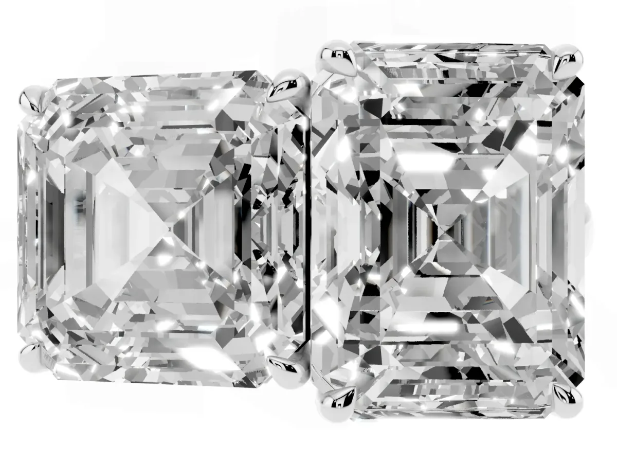 Asscher Cut and Emerald Cut Toi Moi Ring with Prong Setting Platinum