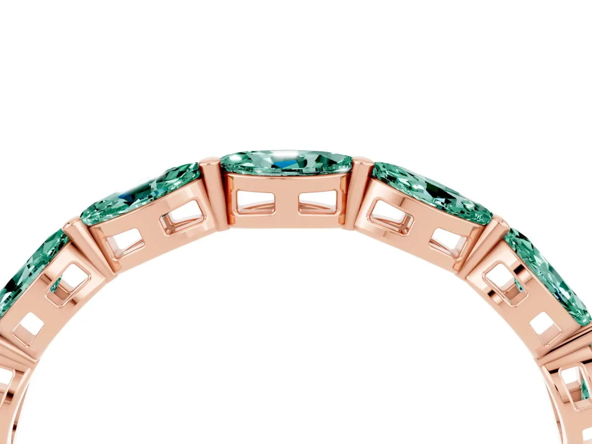 Marquise Green Sapphire Eternity Band with U-Prong Setting Rose gold