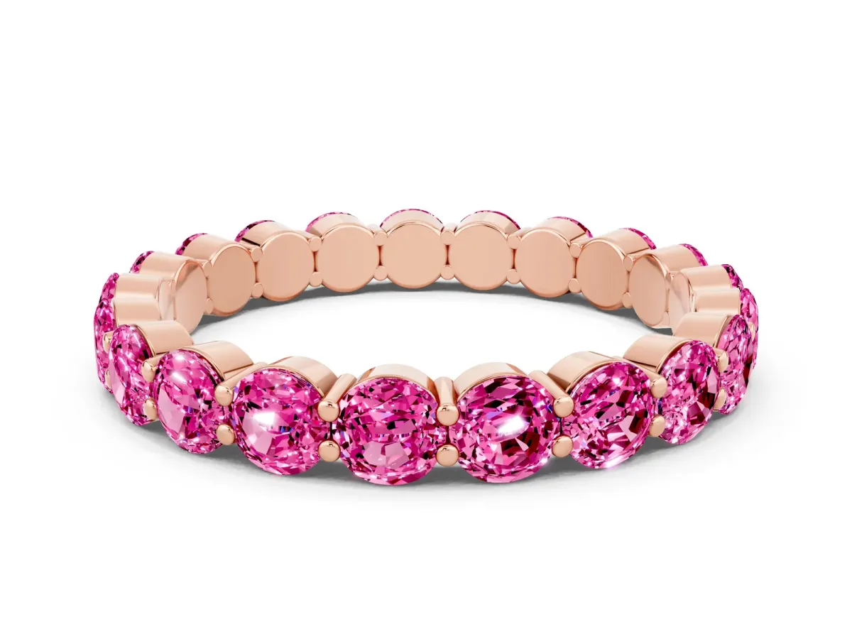 Round Pink Sapphire Eternity Band with U-Prong Setting Rose gold