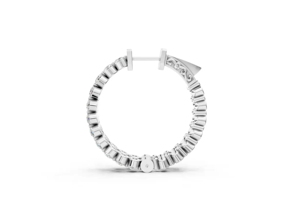 Round Cut Prong Set Diamond Hoop Earrings White gold