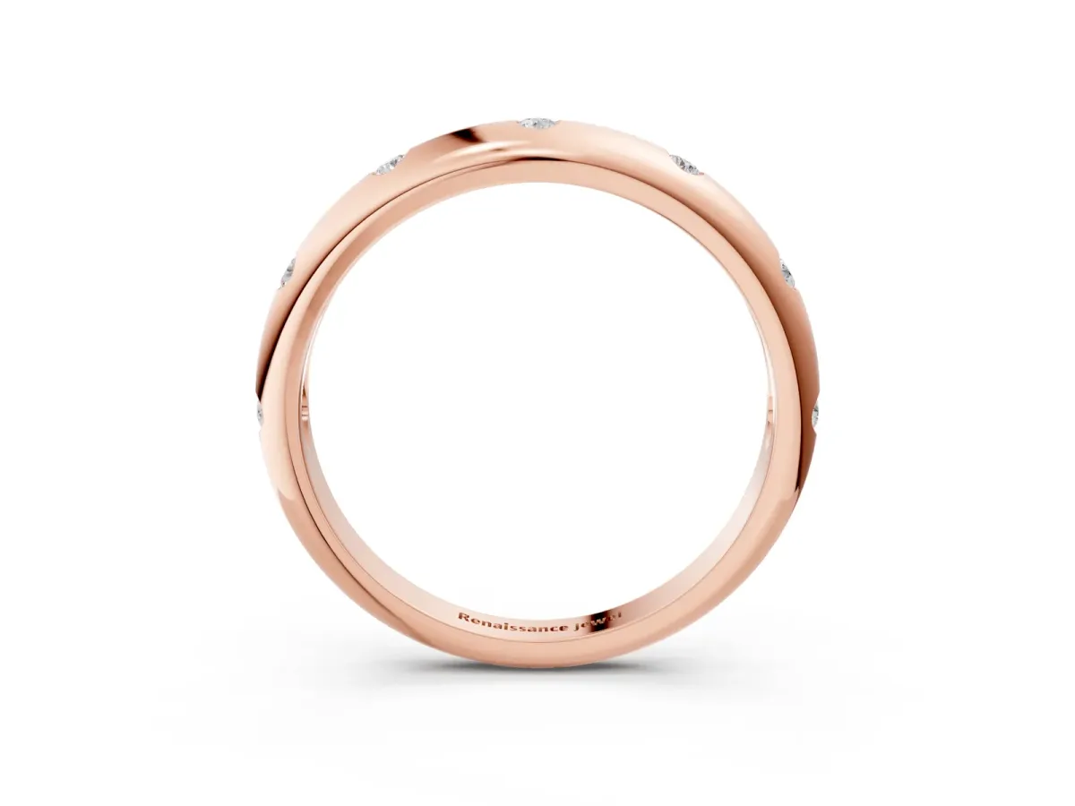 Bezel Set Round Diamond Comfort Fit Band Rose gold