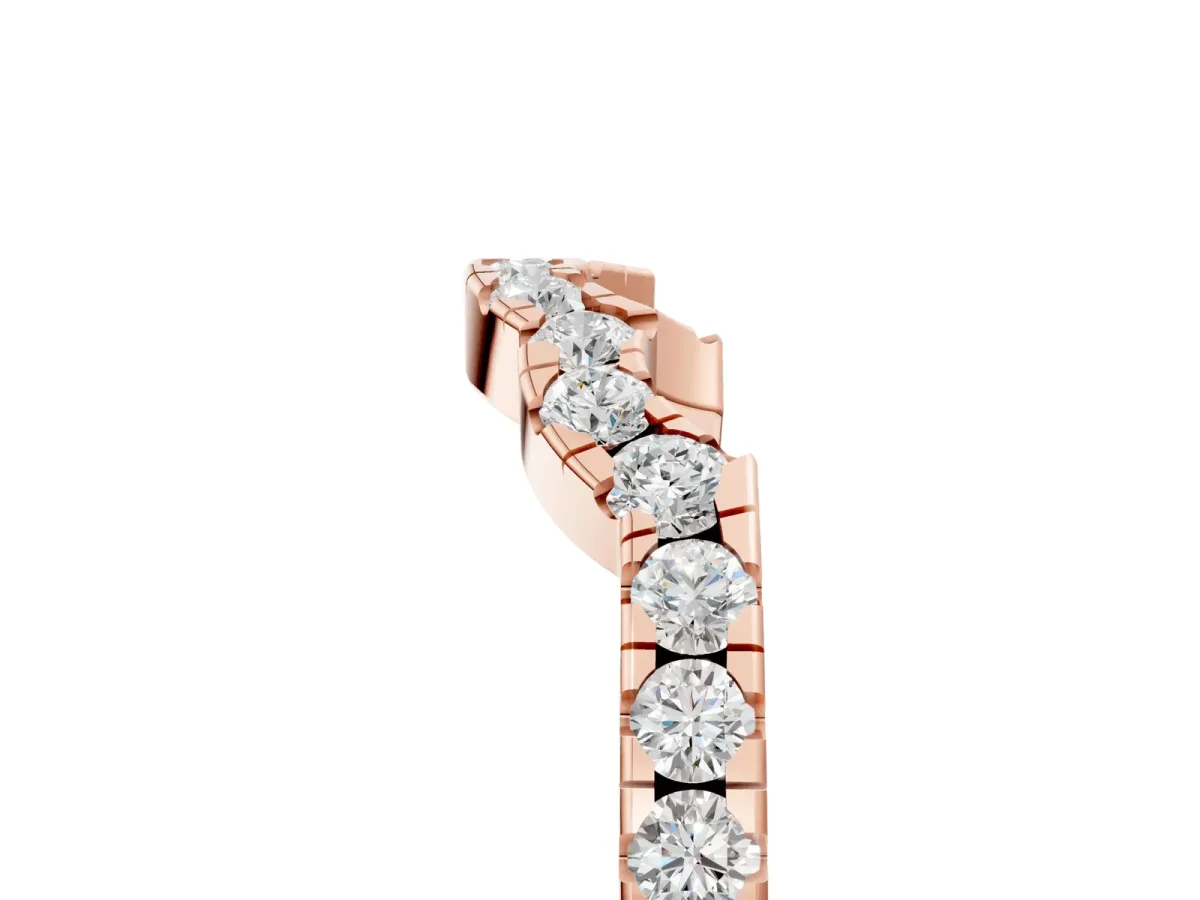 Curved Diamond Pavé Round-Cut Contour Band Rose gold