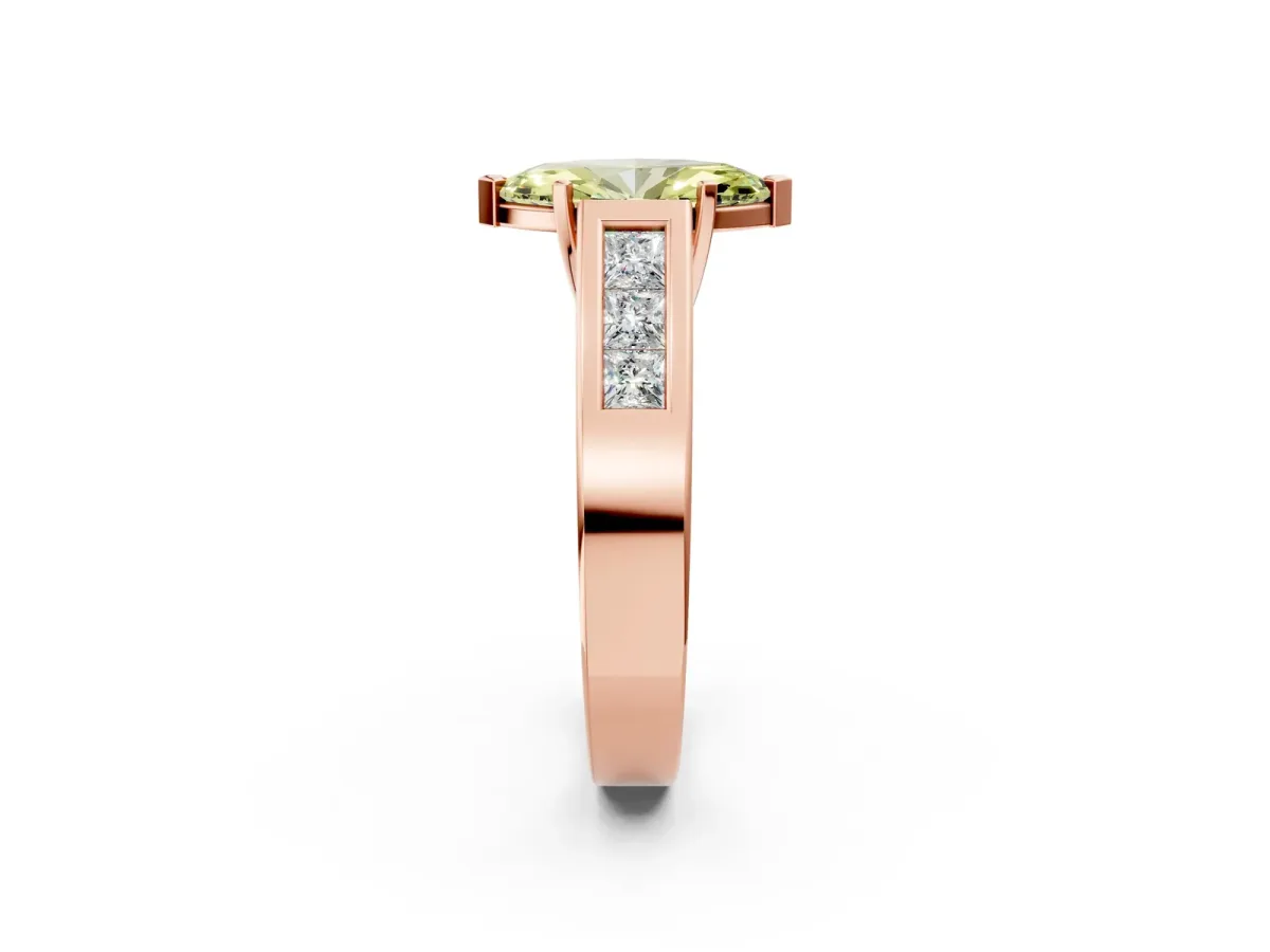 Fancy Yellow Marquise Cut Cut Channel Set Solitaire Ring with Four-Prong Setting Rose gold
