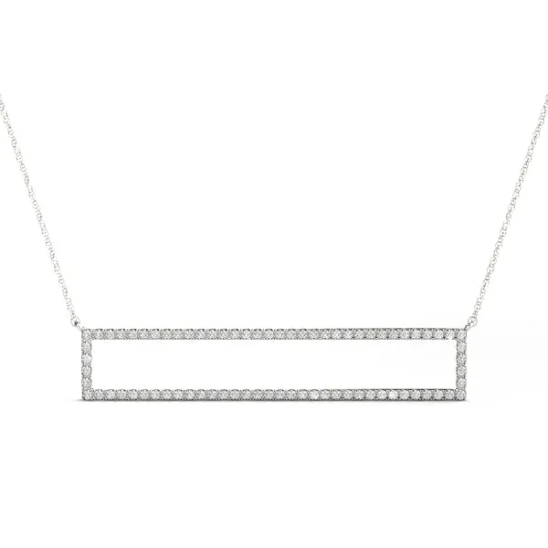 Diamond Pavé Rectangle Bar Pendant White gold