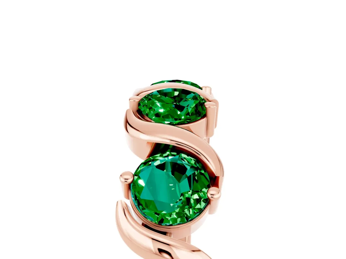 Six-Stone Round Emerald Wave Band with Shared Prong Setting Rose gold