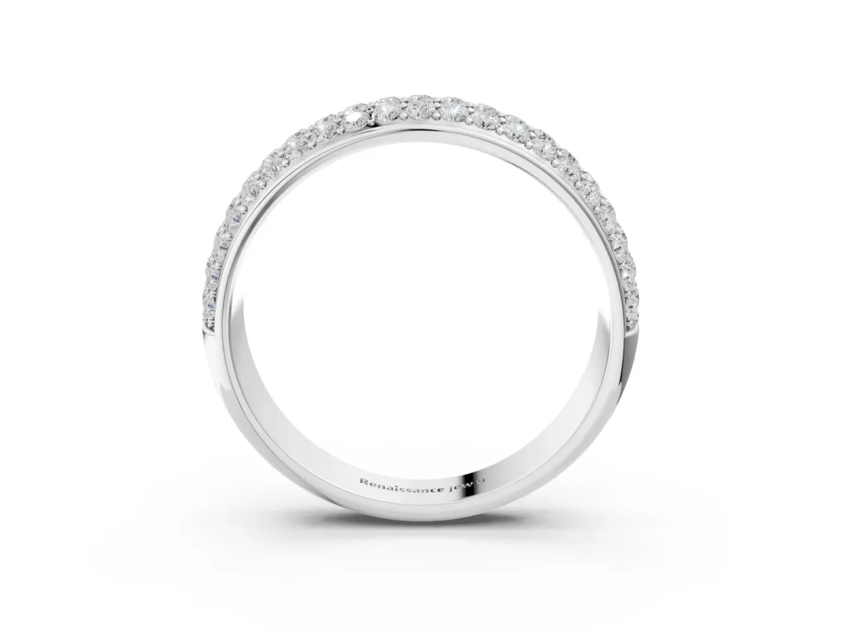 Three-Row Round Diamond Eternity Band with Shared Prong Setting Silver