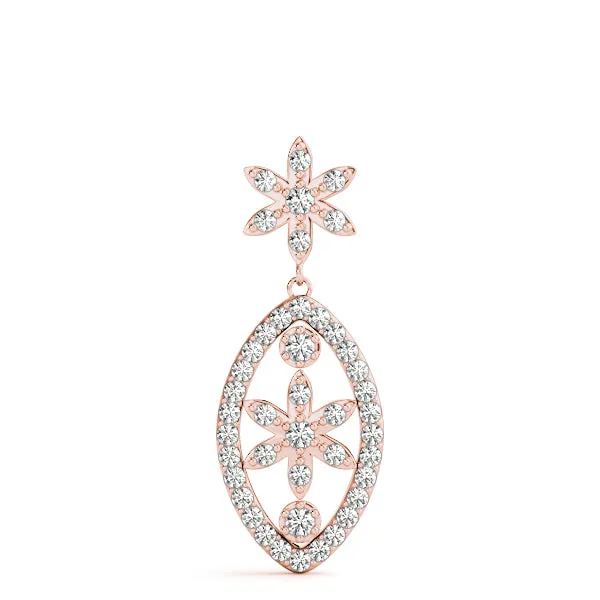 Pavé Marquise Pendant with Floral Prong Setting Rose gold