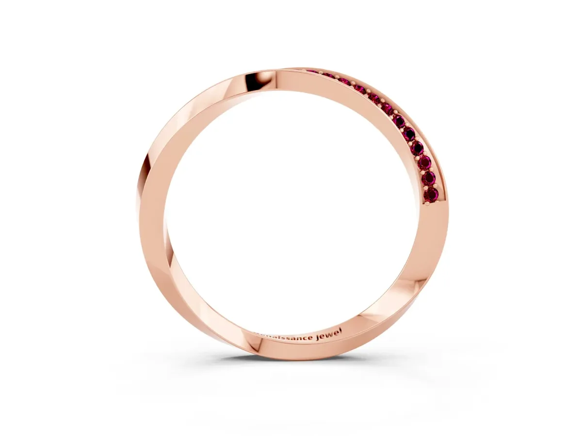 Pavé Round Garnet Twist Band Rose gold