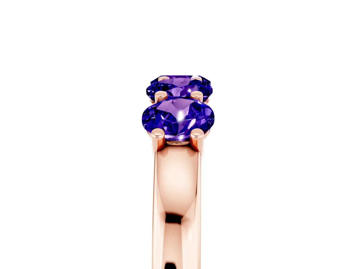 Four-Stone Round Tanzanite Prong-Set Band Rose gold
