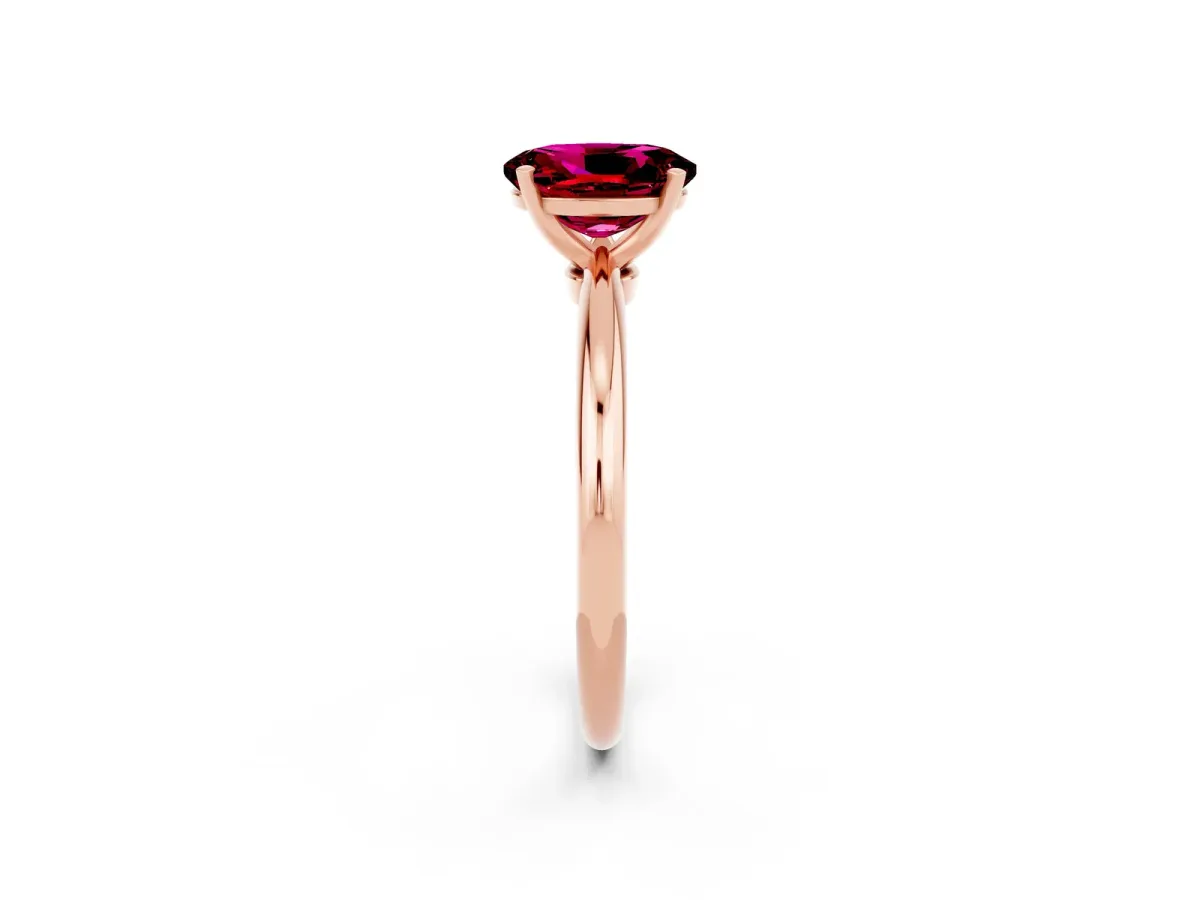 Oval Cut Garnet Solitaire Ring with Six-Prong Setting and Classic Band Rose gold