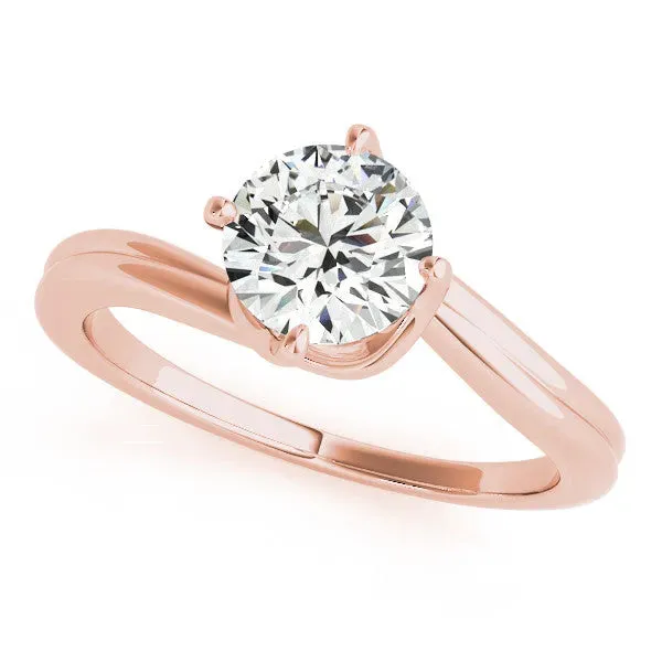 Round Cut Solitaire Twist Band Engagement Ring with Four-Prong Setting Rose gold