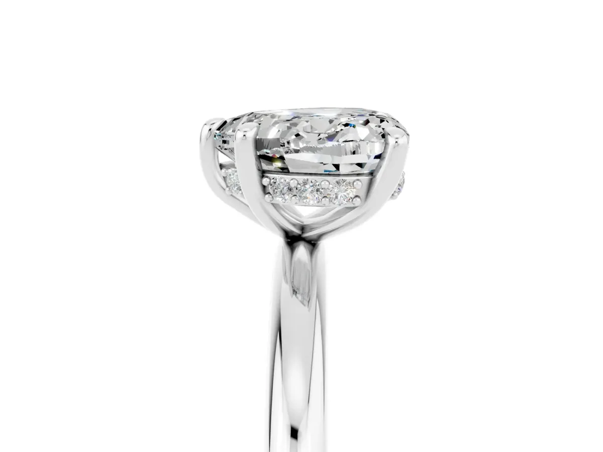 Heart Cut Moissanite Solitaire Ring with Thin Band and Four-Prong Setting White gold