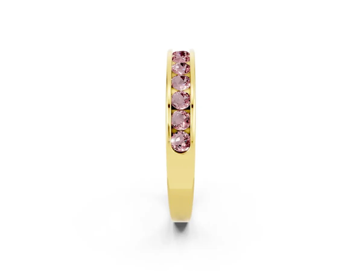 Channel Set Round Morganite Eternity Band Yellow gold