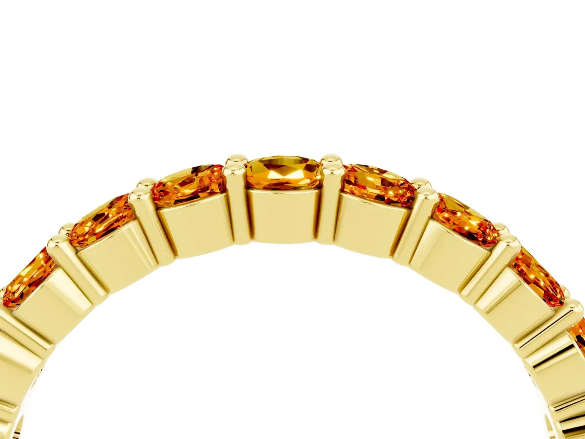 Round Citrine Half Eternity Band with Prong Setting Yellow gold