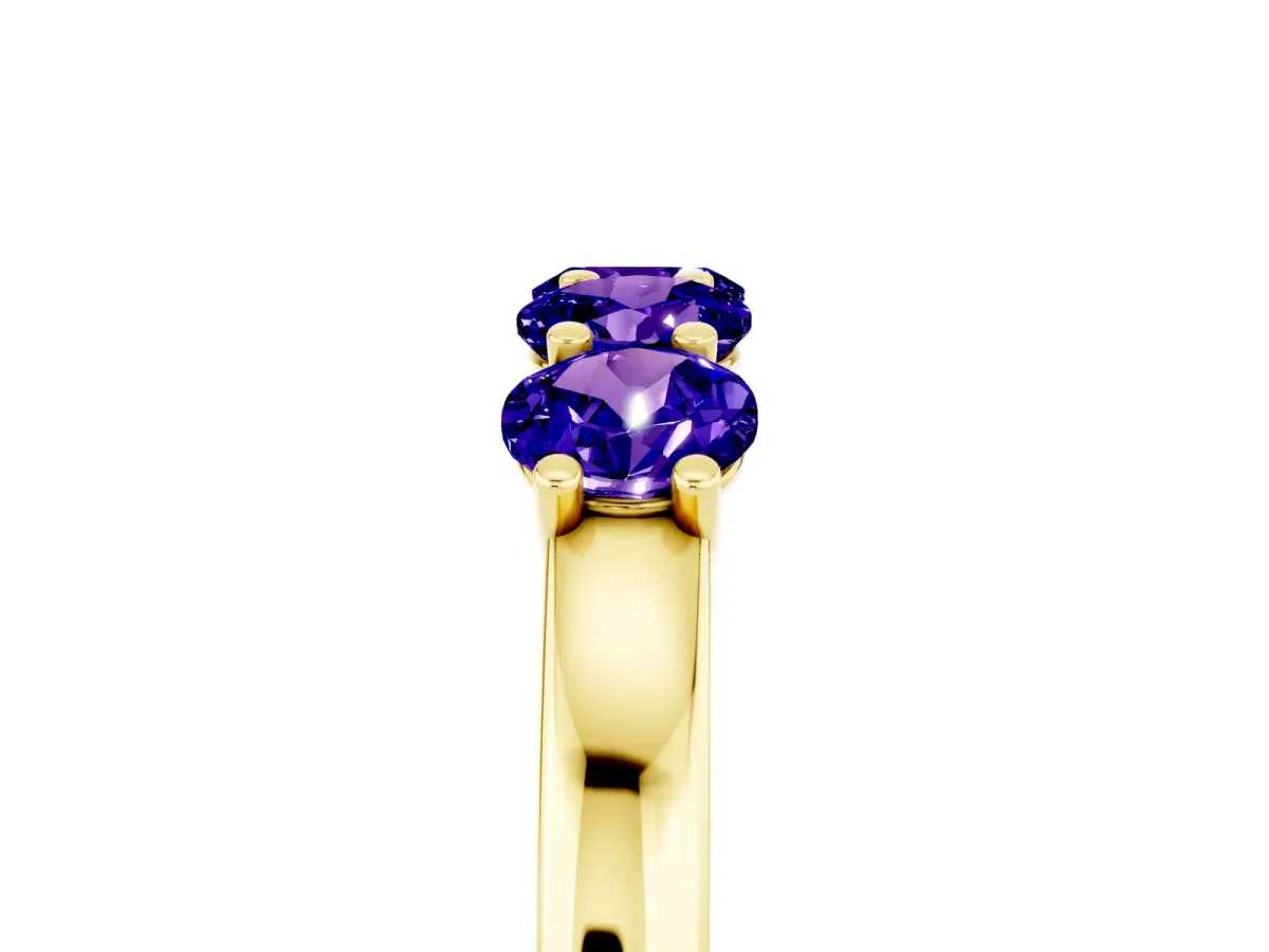 Four-Stone Round Tanzanite Prong-Set Band Yellow gold
