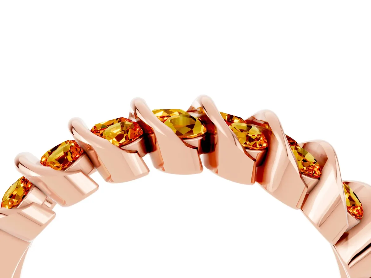 Channel Set Round Citrine Multi-Row Band Rose gold