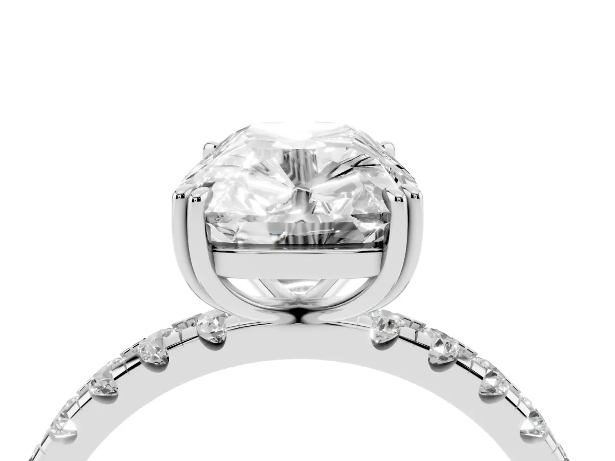 Old Mine Elongated Cushion Diamond Pave Band Ring Silver