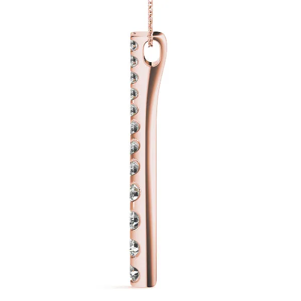 Curved Diamond Pendant with Round Stones in Prong Setting Rose gold
