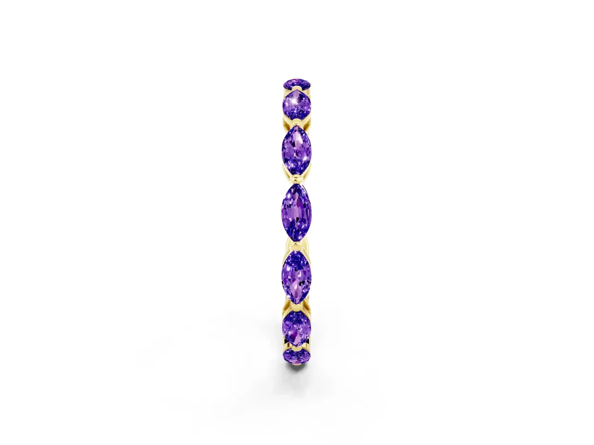 Marquise Tanzanite Eternity Band with U-Prong Setting Yellow gold
