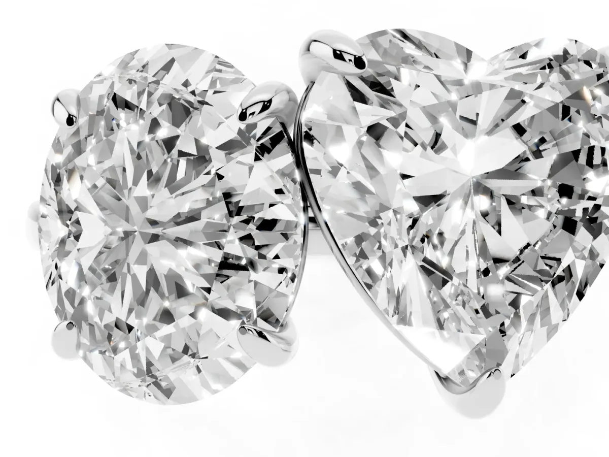 Oval and Heart Toi Moi Ring with Prong Setting and Plain Band Platinum