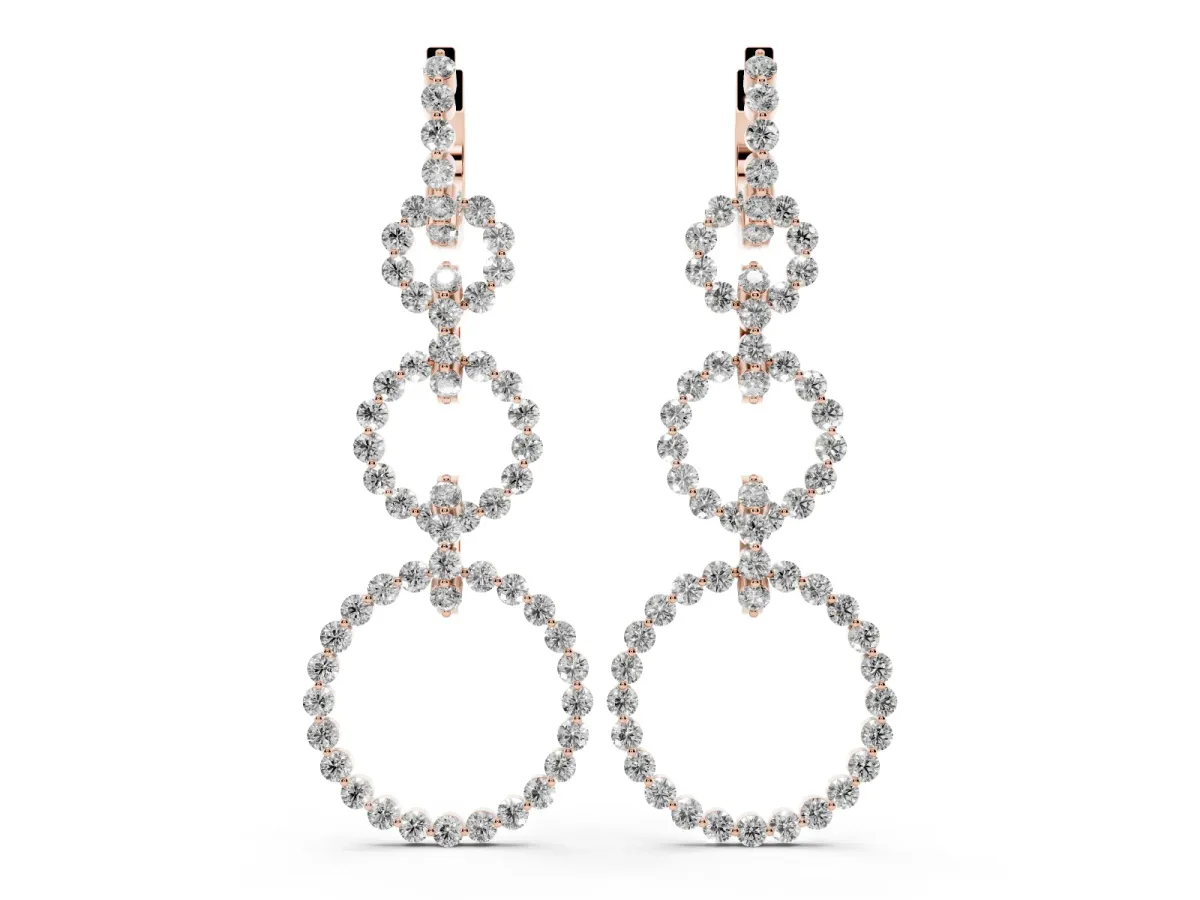 Round Diamond Multiway Open Circle Statement Earrings Rose gold