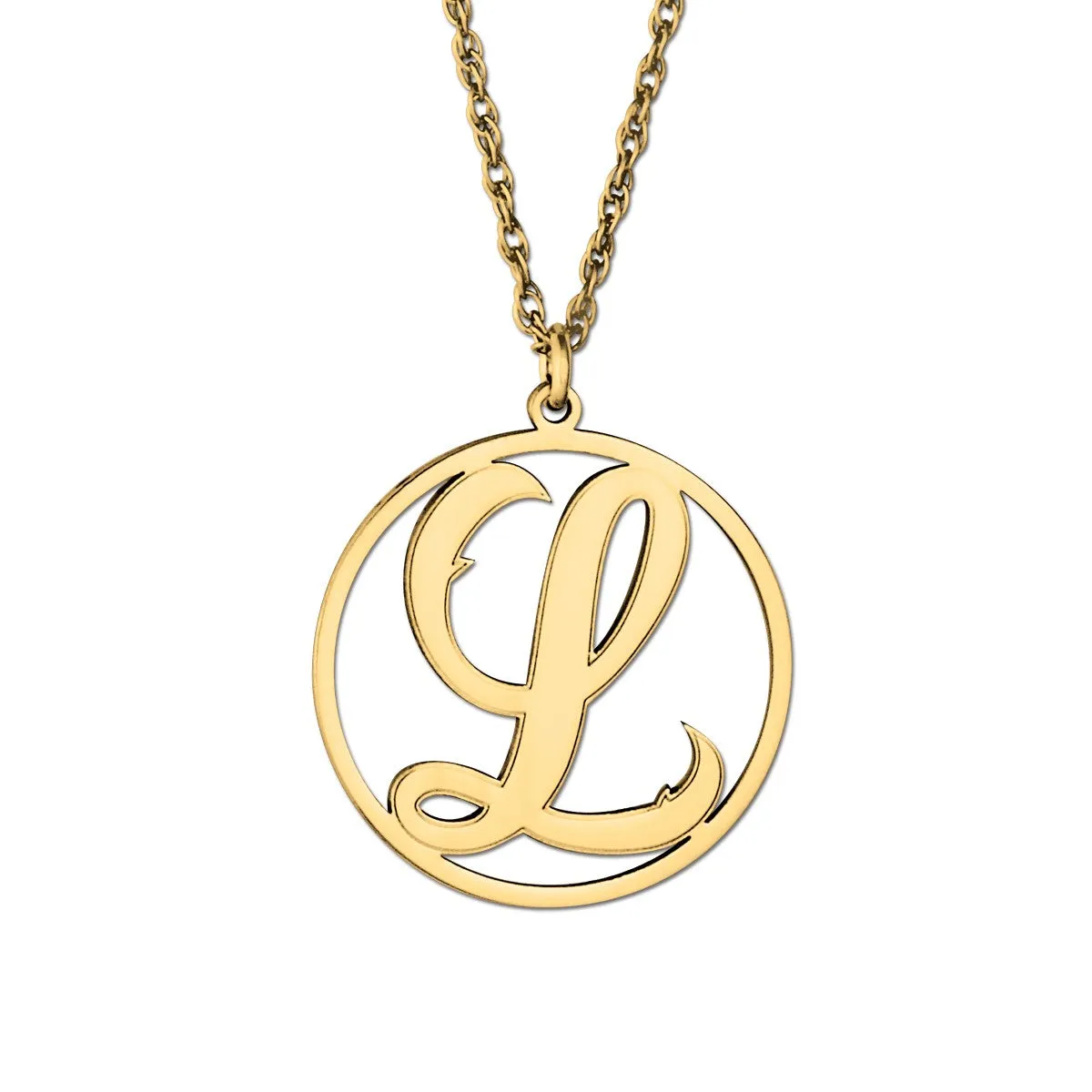 Gold and Silver Monogram Circle Pendant Silver