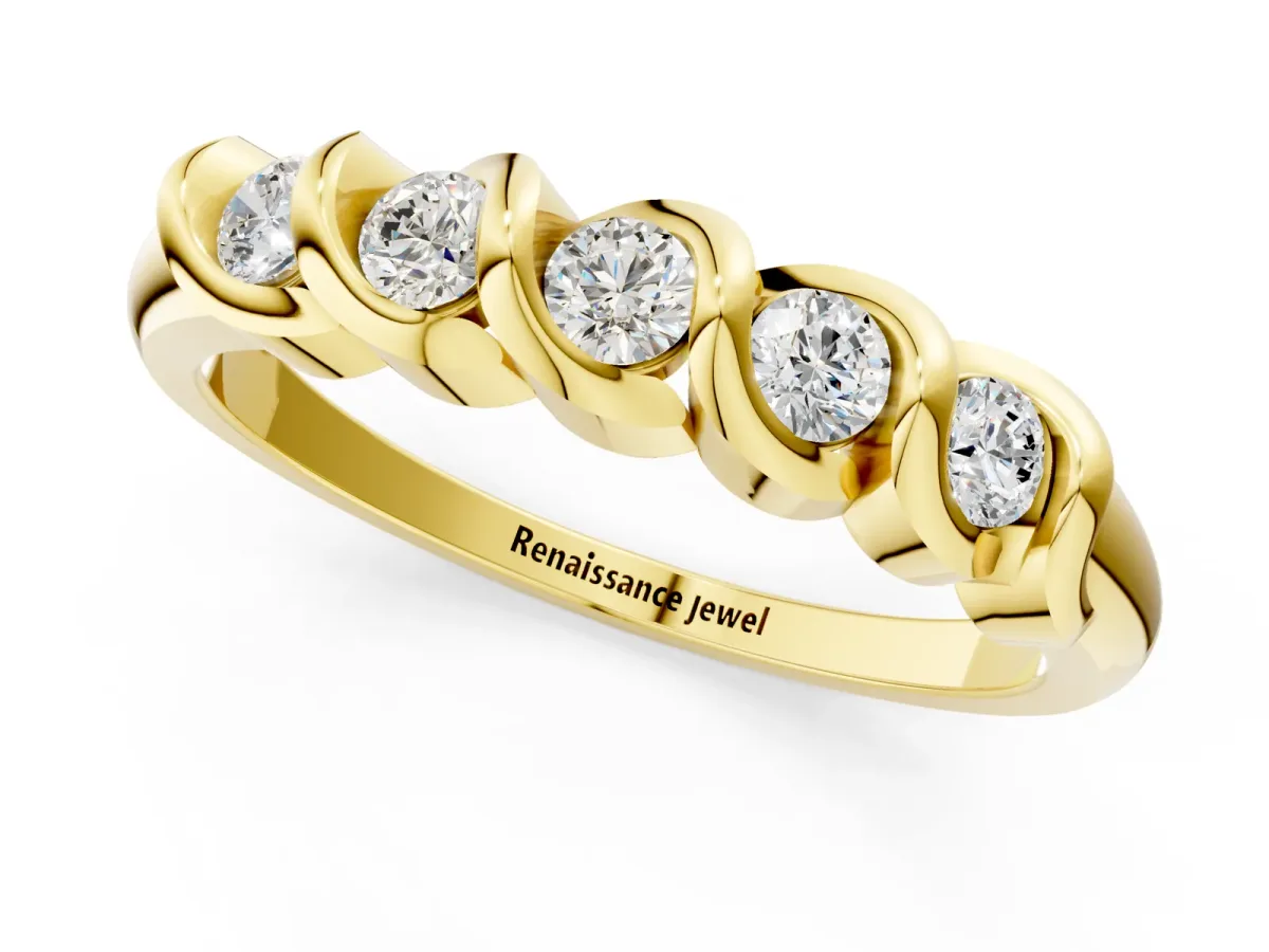 Round Diamond Eternity Band with Twist Prong Setting Yellow gold