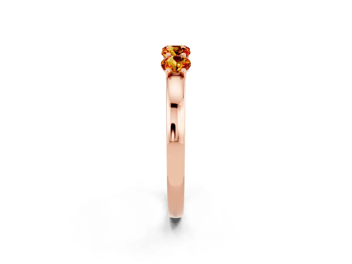 Four-Stone Round Citrine Prong-Set Band Rose gold