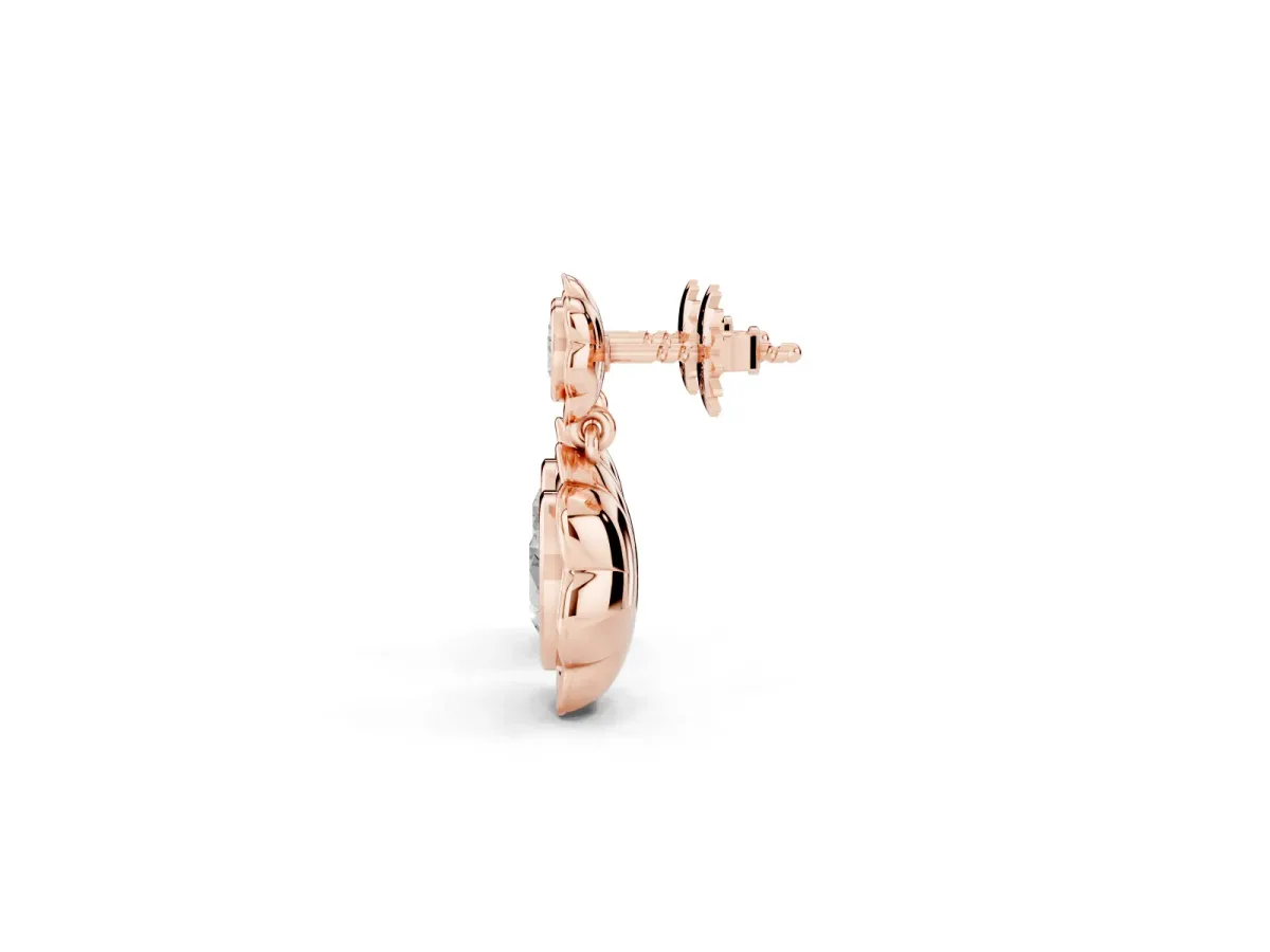 Round Diamond Flower Drop Earrings with Lab Diamond Accents Rose gold