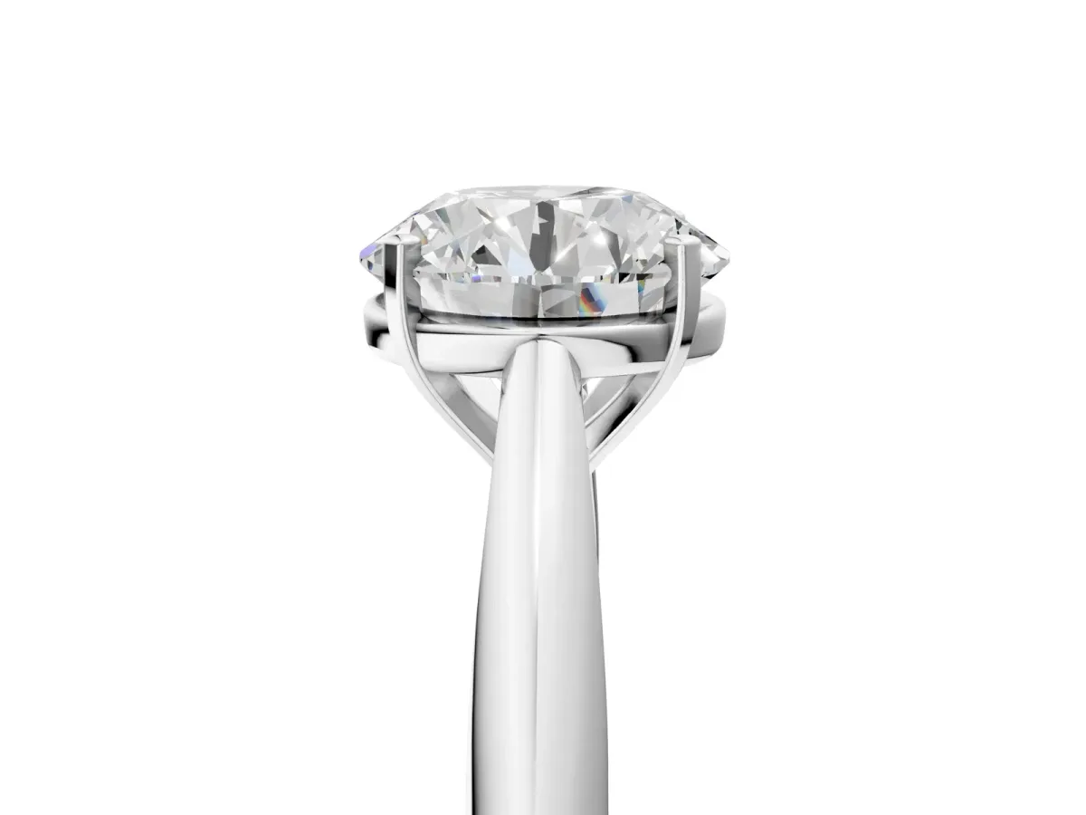 Round Cut Diamond Solitaire Engagement Ring with Cathedral Setting and Four-Prong Mount White gold
