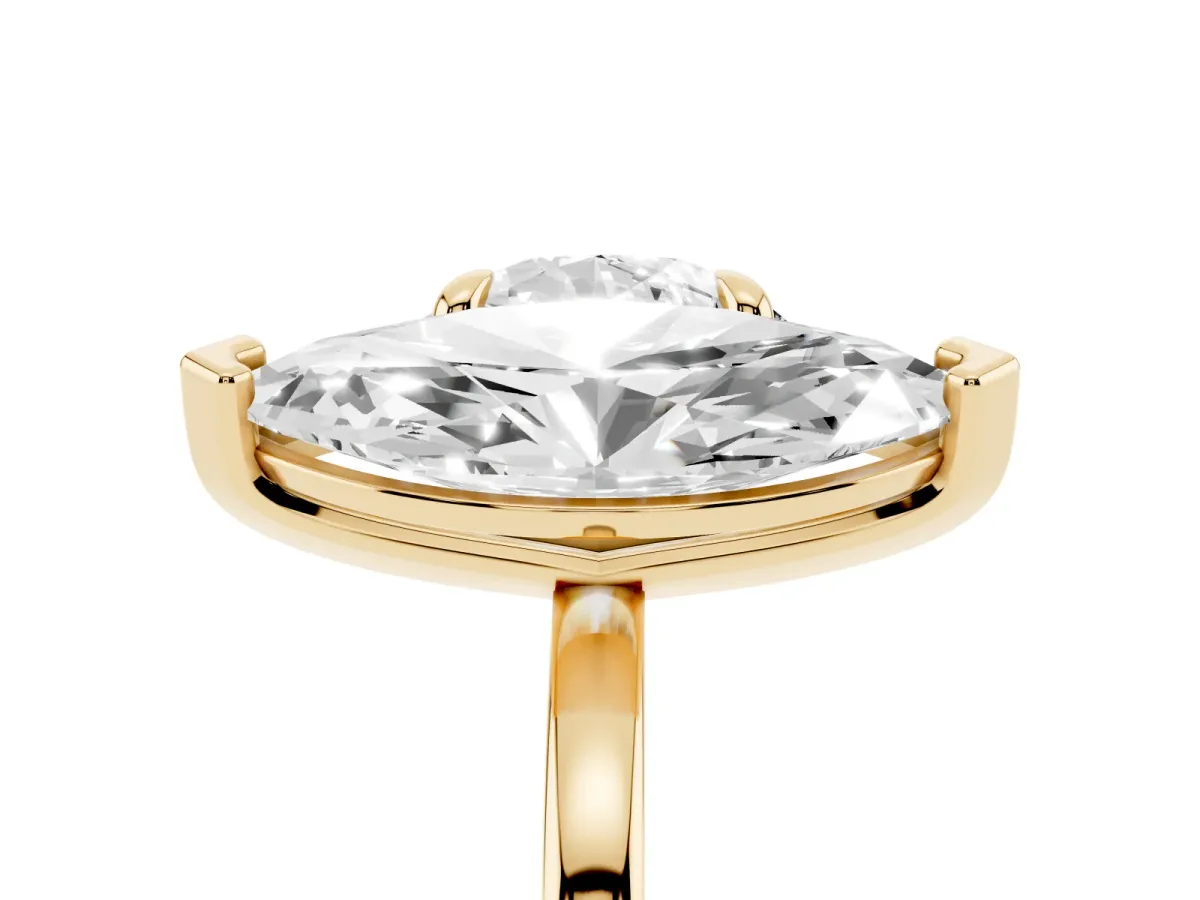Round and Marquise Toi Moi Ring with Prong Setting and Plain Band Yellow gold