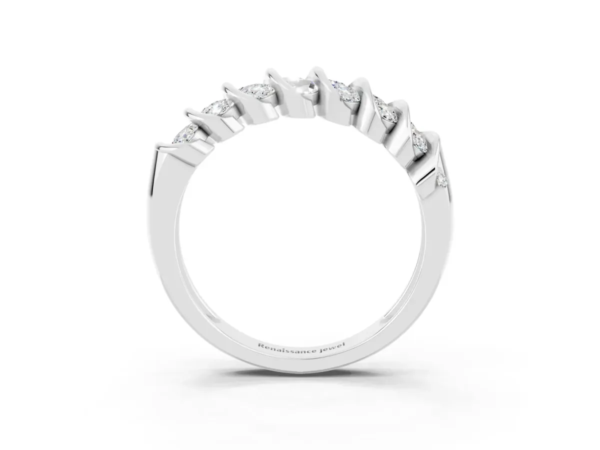Channel Set Round Moissanite Multi-Row Band Platinum