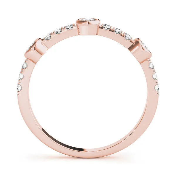 Bezel Set Round Diamond Pavé Band Rose gold