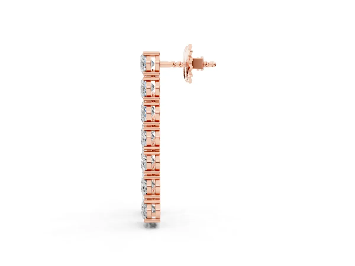 Oval Diamond Huggie Hoop Earrings Rose gold