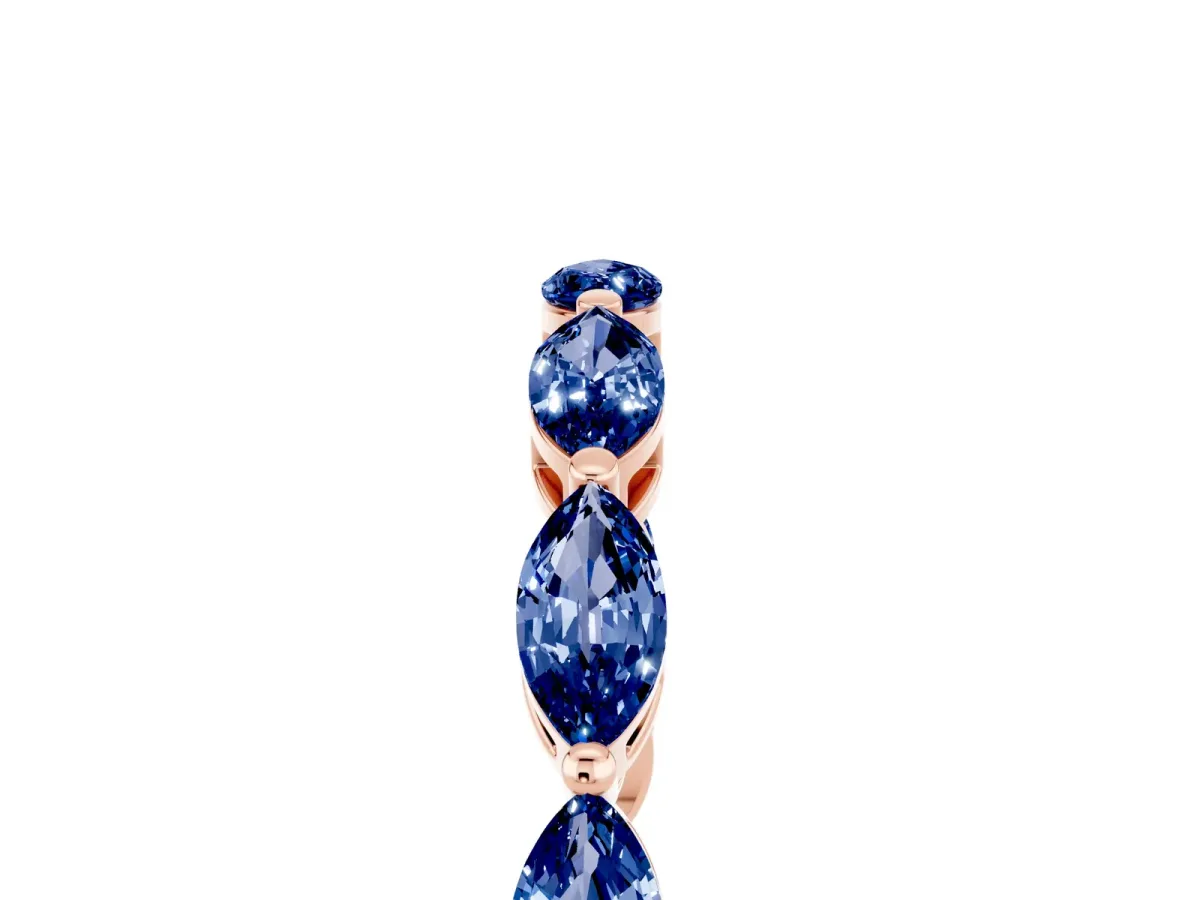 Marquise Blue Sapphire Eternity Band with U-Prong Setting Rose gold