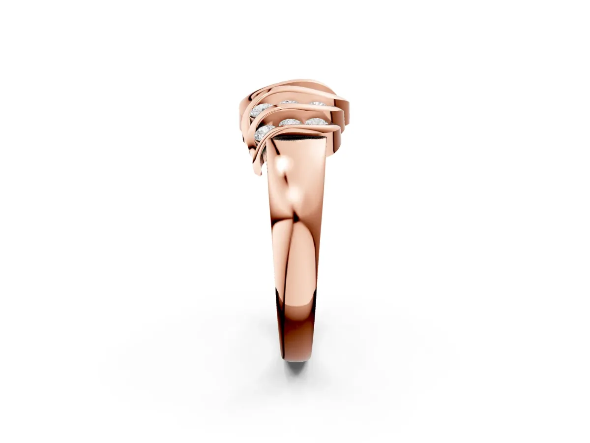 Round Diamond Multi-Row Crossover Band Rose gold
