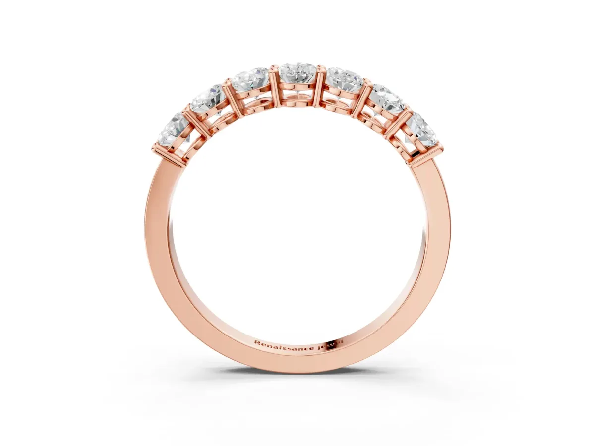 Oval Diamond Shared Prong Eternity Band Rose gold