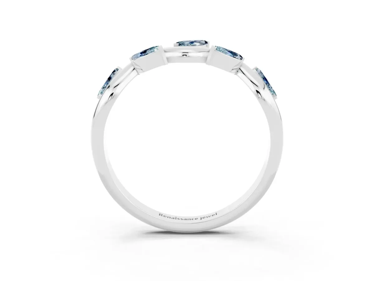 Marquise Aquamarine Twisted Band with Prong Setting Platinum