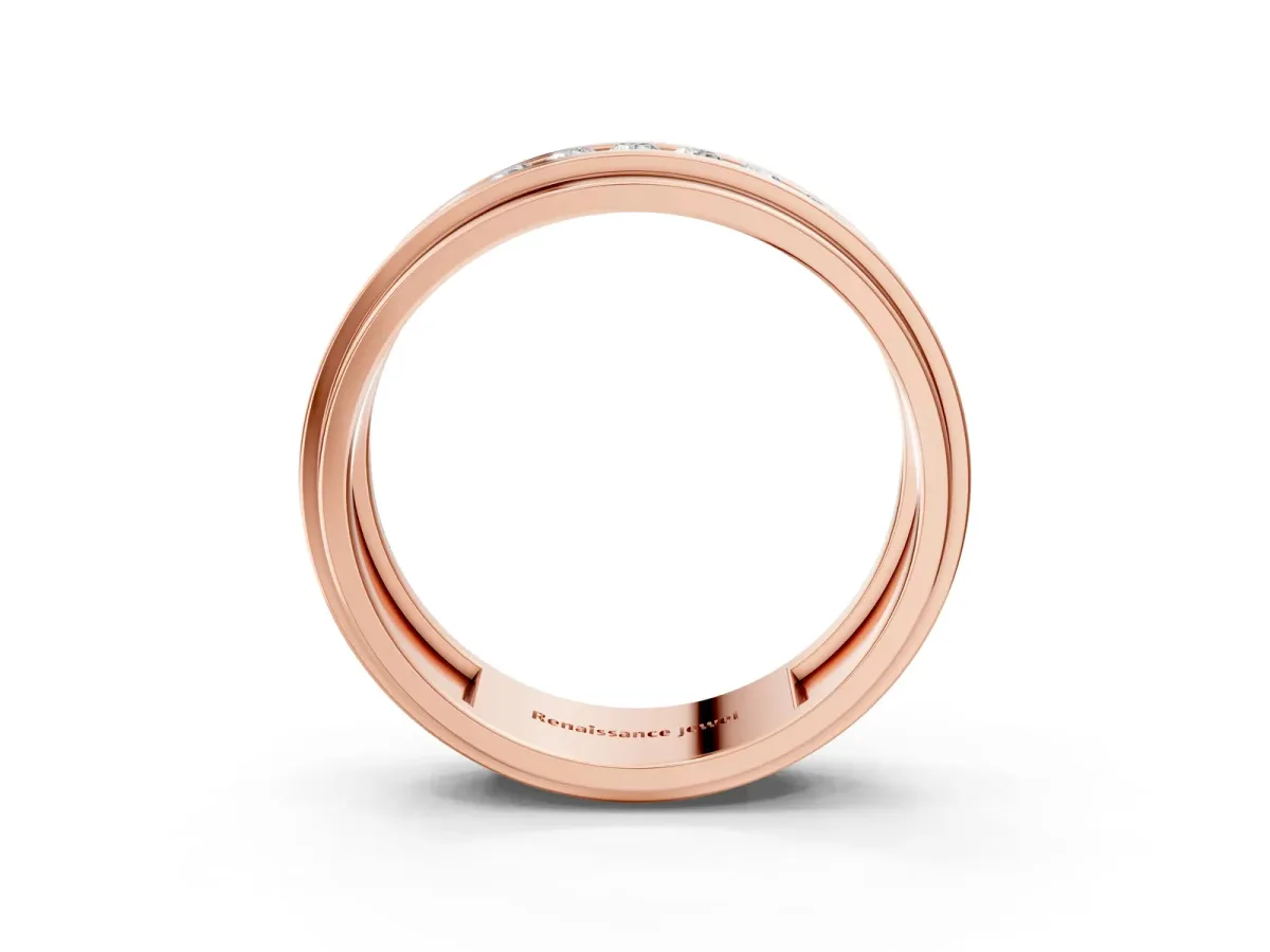 Round Diamond Seven-Stone Channel Set Mens Band Rose gold