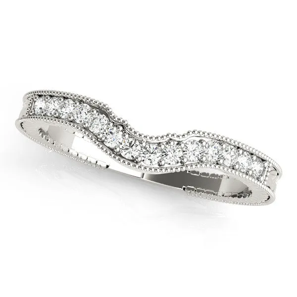 Milgrain Round Diamond Curved Pavé Band Platinum