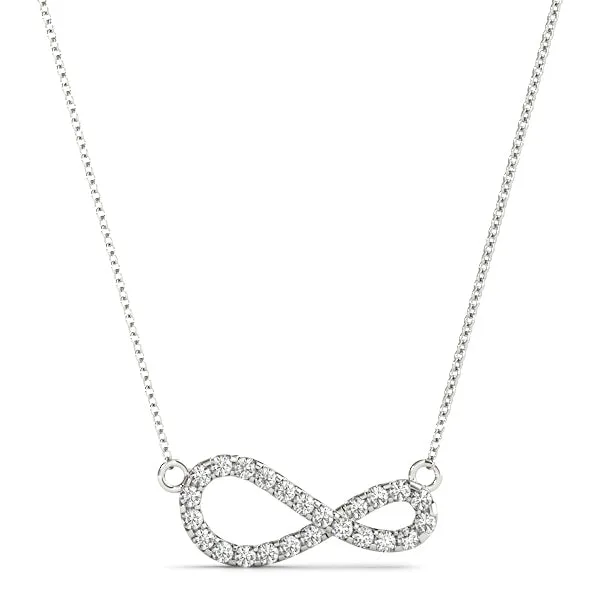 Pavé Round Diamond Infinity Pendant with Prong Setting Silver