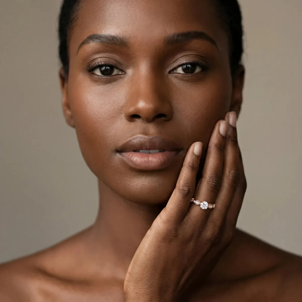 Marquise and Round Diamond Milgrain Band with Bezel Setting Rose gold