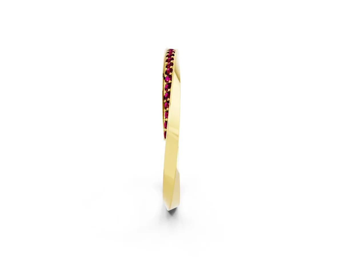Pavé Round Garnet Twist Band Yellow gold