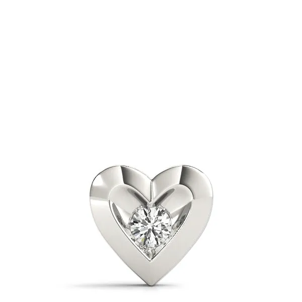 Bezel-Set Round Diamond Heart Pendant Silver
