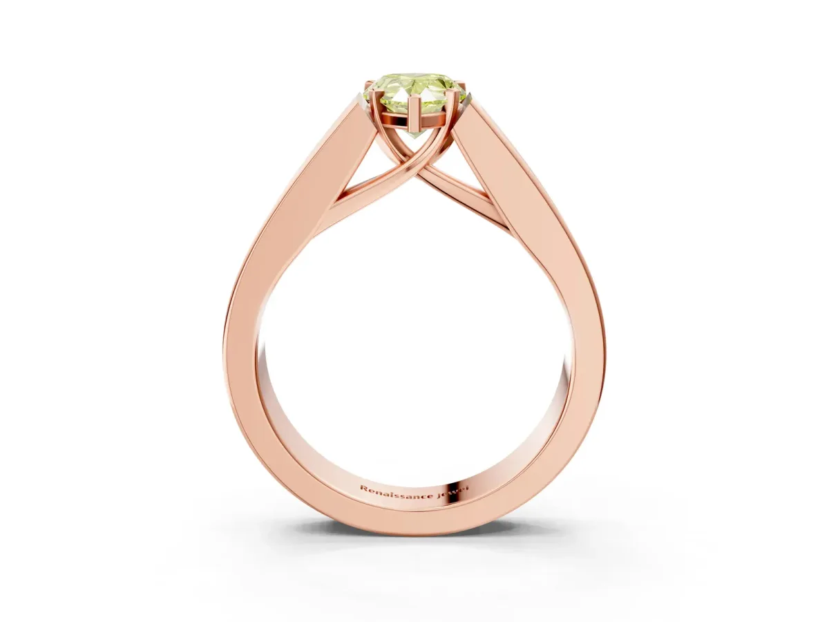 Fancy Yellow Pear Cut Cut Channel Set Solitaire Ring with Four-Prong Setting Rose gold