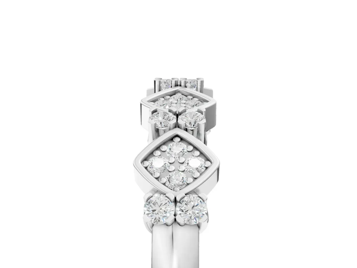 Pavé Cushion Diamond Cluster Eternity Band with Prong Setting Silver