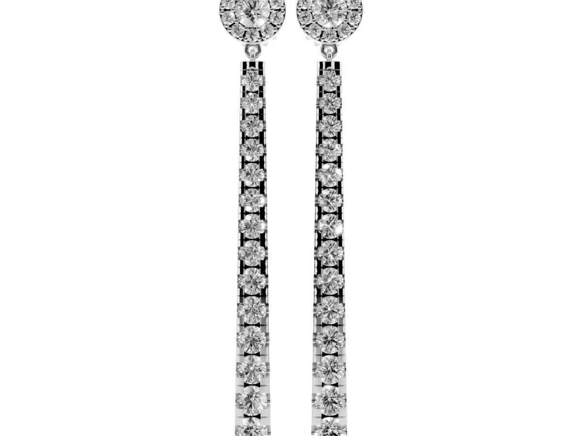 Round Cut Diamond Hinged Graduated Drop Earrings Platinum